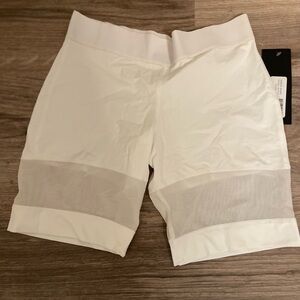 MICHI White Bike Shorts with Mesh Panel